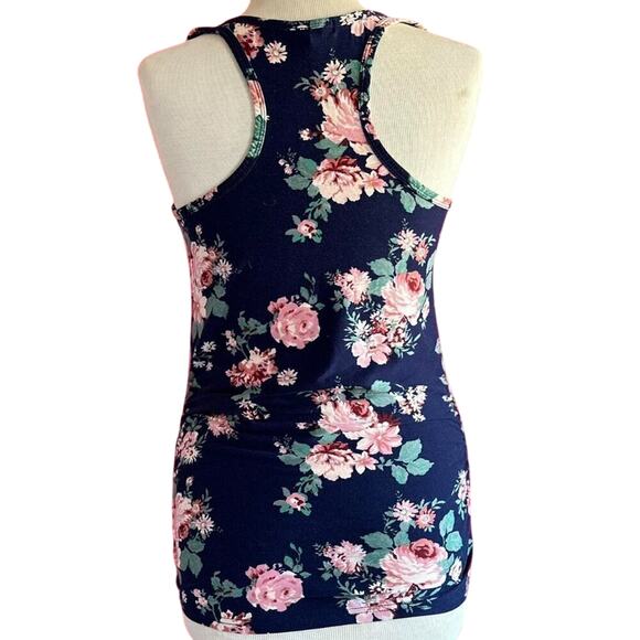 Womens Top Size Medium Maternity Tank Razorback Floral Baby Bump Pregnancy Mommy - Picture 5 of 7